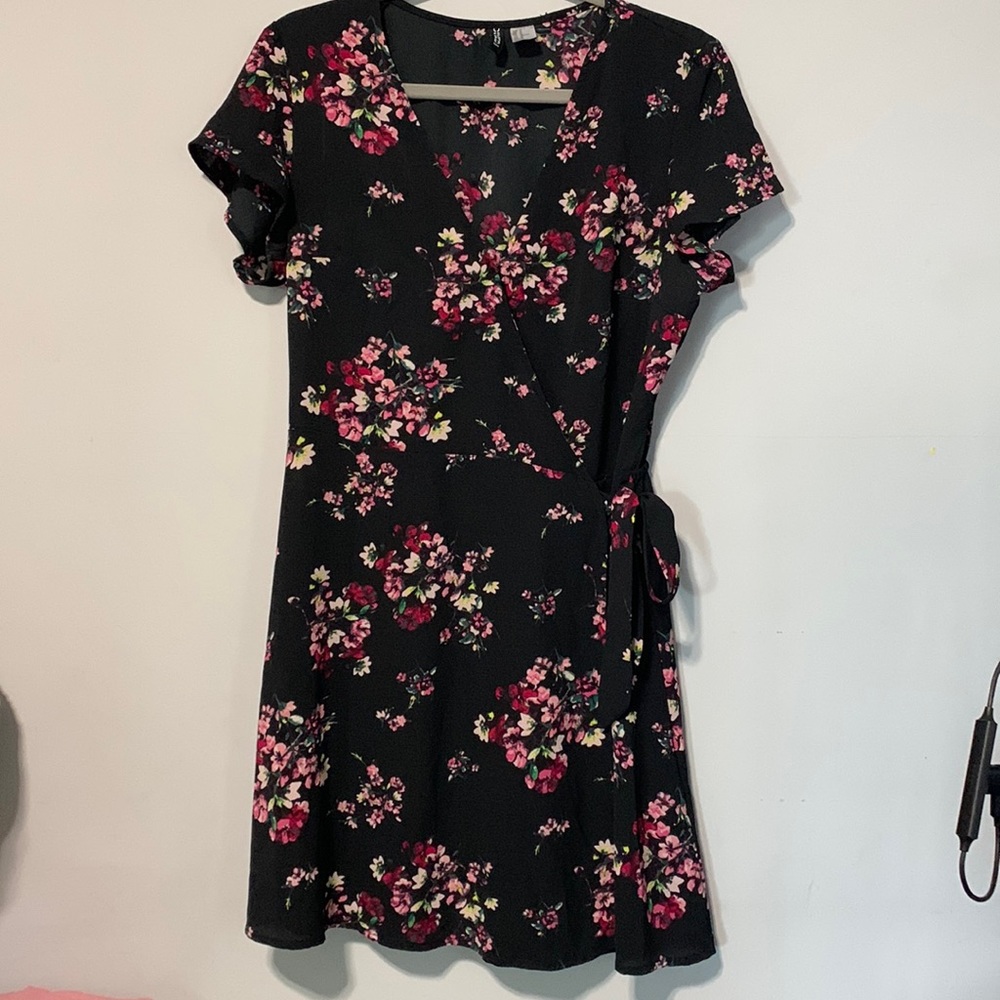 H&M black floral dress